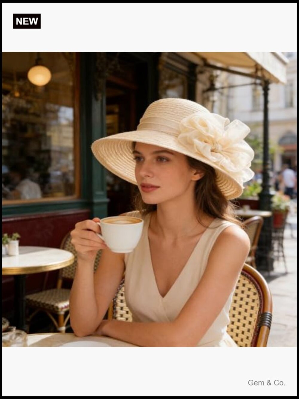 Wide Brim Organza Derby Church Hat Sun Protection Adjustable - Picture 2 of 7